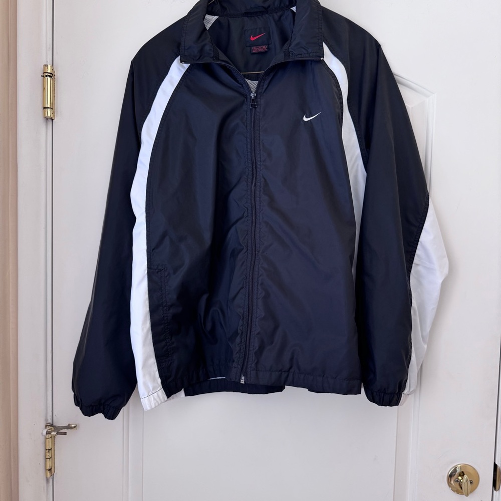Vintage Nike Black and White Lightweight Windbreaker Jacket Mens XL